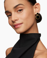 DY Elements® Double Drop Earrings in 18K Yellow Gold with Black Onyx, 33mm